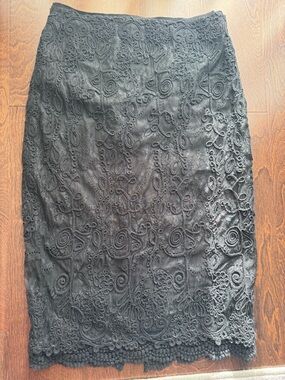 Kobi Halperin Black Lace Pencil Skirt